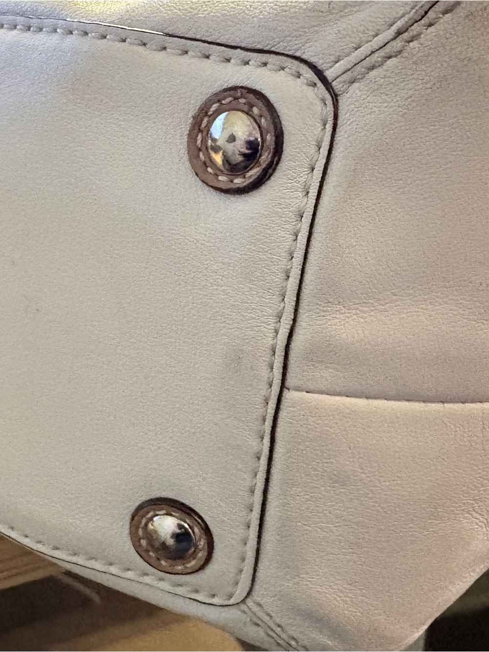 Vintage Coach 13733 Ivory Leather Large Tote Shoulder Bag Taupe Trim - Picture 13 of 16